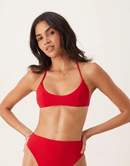 Обтягивающий укороченный топ-бикини Tia terrycloth от ASOS DESIGN красного цвета red