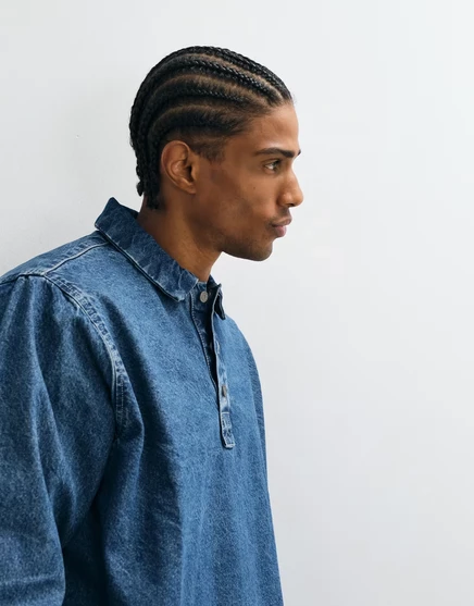 Мужская джинсовая рубашка ASOS Design оверсайз, синяя