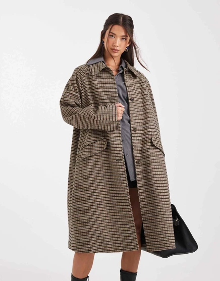 Пальто ASOS Design средней длины с стеганой подкладкой, в классическую клетку