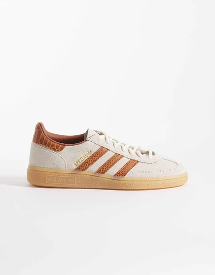 специальные кроссовки adidas Originals для гандбола темно-белого цвета с 3-мя полосками из крокодиловой кожи темно-белого цвета