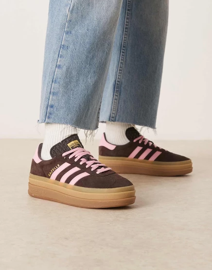 Женские кроссовки adidas Originals Gazelle Bold, темно-коричневые и розовые