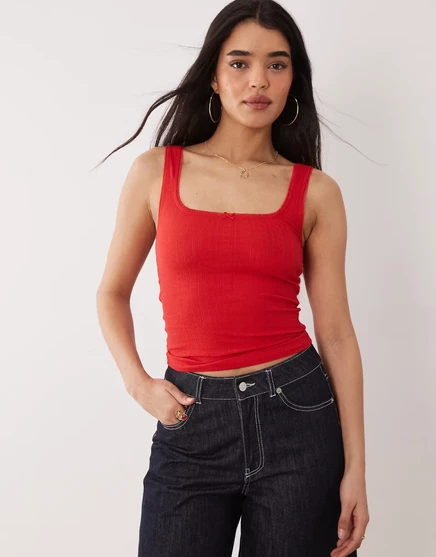 Женская майка ASOS Design Pointelle с квадратным вырезом, красная