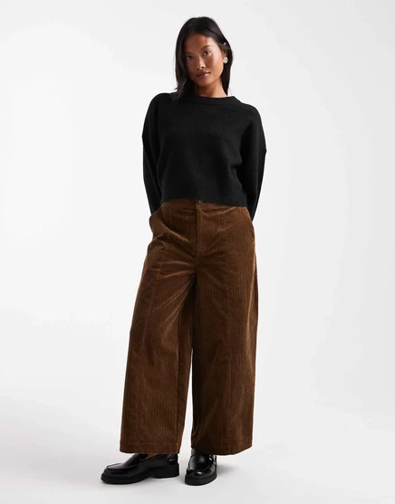 ДИЗАЙНЕРСКИЕ миниатюрные вельветовые укороченные брюки ASOS с широкими штанинами цвета бисквита biscuit