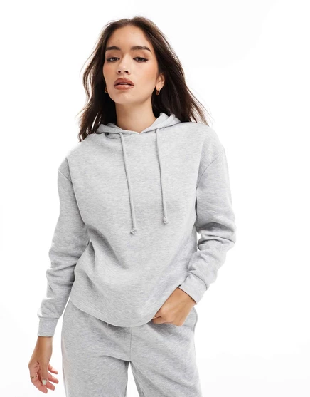 Толстовка с капюшоном Pieces из светло-серого меланжа - часть комплекта light gray