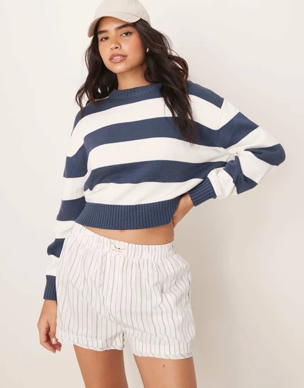 Шорты-боксеры Free People Day To Day в полоску розового цвета ivory combo