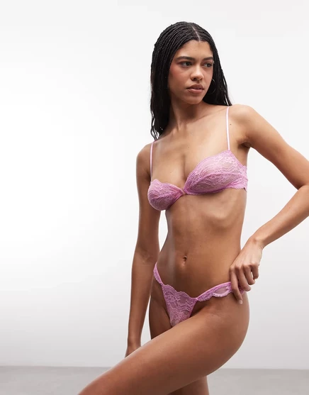Женский кружевной бюстгальтер ASOS Design Lola, розовый