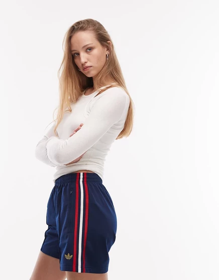 Женские шорты adidas Originals Firebird синие с красной отделкой