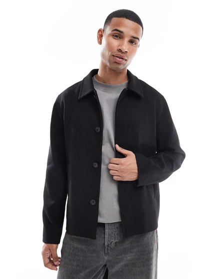 Свободный жакет из полушерстяной ткани Jack &Jones черного цвета black