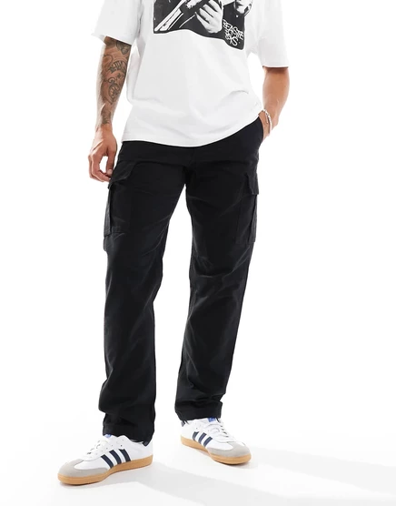 Брюки-карго свободного кроя Jack &Jones черного цвета black