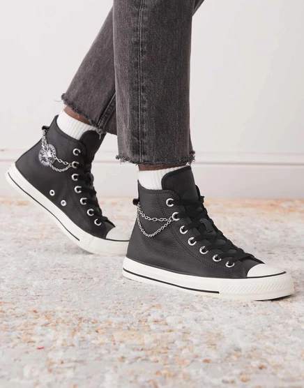 Высокие кроссовки Converse Chuck Taylor All Star с цепочкой черного цвета black