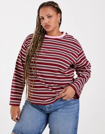 Женская футболка Vero Moda Curve, розово-красная