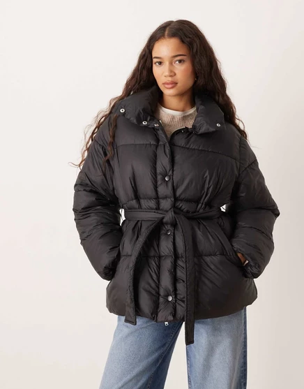 Женский поясной пуховик GINA TRICOT, черный