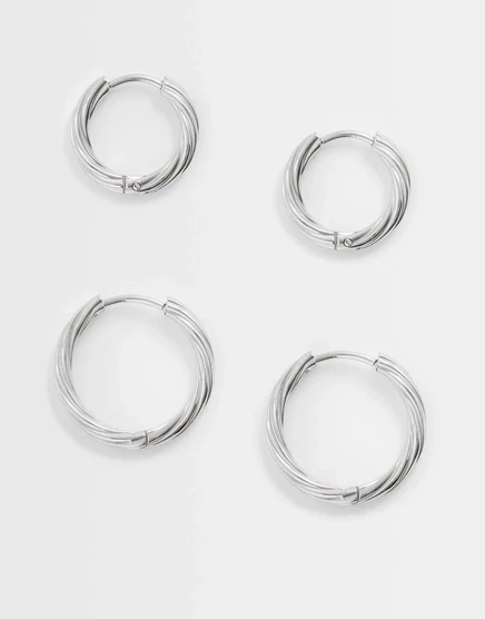 Женские серьги-кольца ASOS Design, 2 шт., серебристые