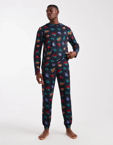 Мужская пижама Urban Threads темно-синяя с динозаврами