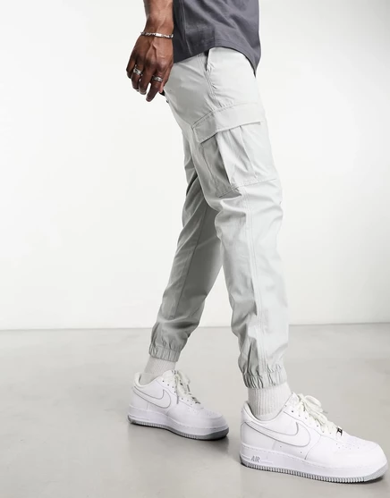 Брюки-карго Jack &Jones Intelligence poly серого цвета high rise