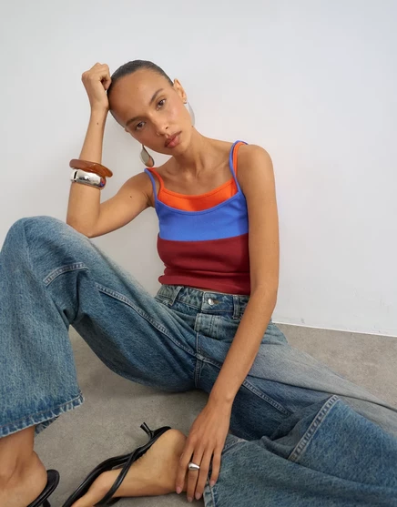 Футболка Topshop color block cami в желтом цвете yellow