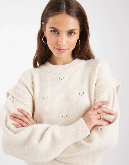 Вязаный свитер ASOS DESIGN pointelle stitch кремового цвета cream