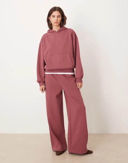 Широкие спортивные брюки ASOS DESIGN premium heavyweight 500gsm со швами темно-розового цвета pink