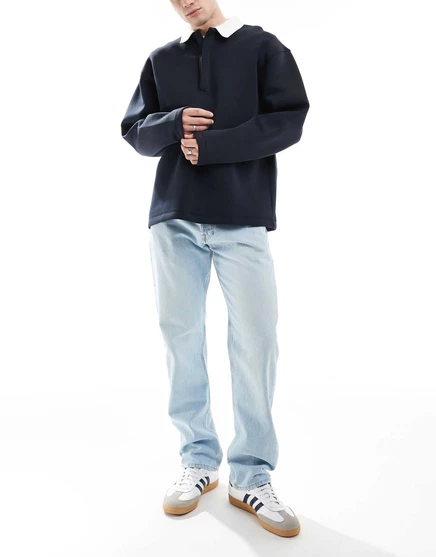 Прямые жесткие джинсы Jack &Jones Chris светло-голубого цвета с эффектом стирки blue denim