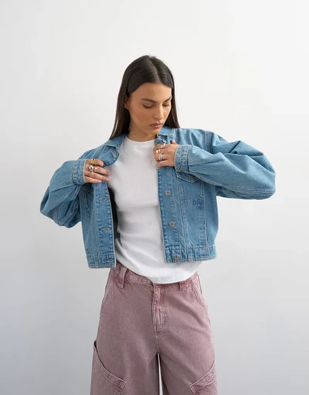 Женская укороченная джинсовая куртка TopShop, отбеленная