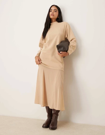 ДИЗАЙНЕРСКОЕ макси-платье ASOS DESIGN super soft 2-в-1 с шифоновой юбкой godet из камня stone