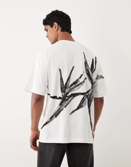 Футболка HUGO Red Dariso oversize fit белого цвета из натурального хлопка