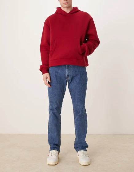 Мужские джинсы Abercrombie & Fitch атлетического кроя, прямые, средняя стирка, синие