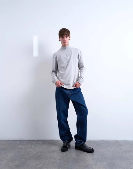 Воронка Topman essential на молнии 1/4 из шерсти светло-серого цвета light gray