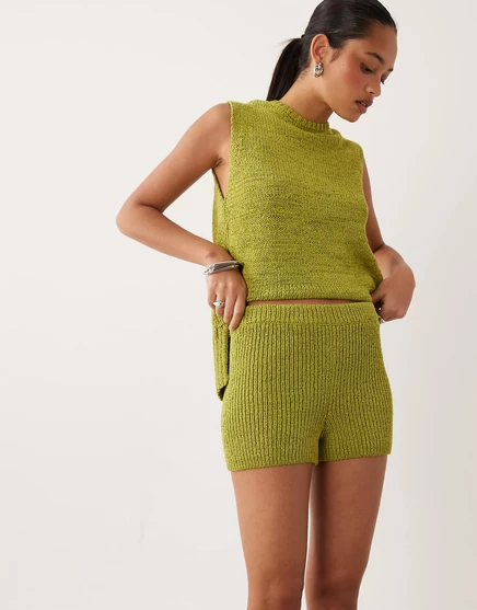 Трикотажные шорты из тесьменной пряжи ASOS DESIGN зеленого цвета - часть комплекта green