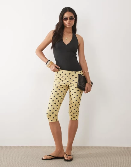 Женские капри-леггинсы ASOS Design трикотажные, желтые в горох