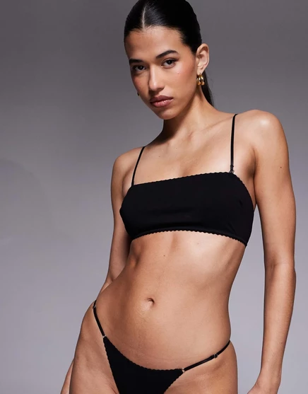 Хлопковое бандо Mila от ASOS DESIGN со съемными бретельками черного цвета black