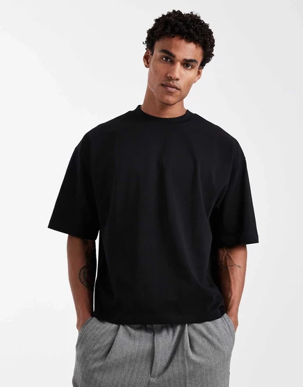 ДИЗАЙНЕРСКАЯ футболка ASOS super heavyweight оверсайз квадратного кроя черного цвета