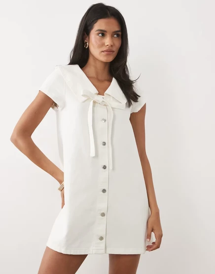 Женское платье Miss Selfridge джинсовое мини, кремовое