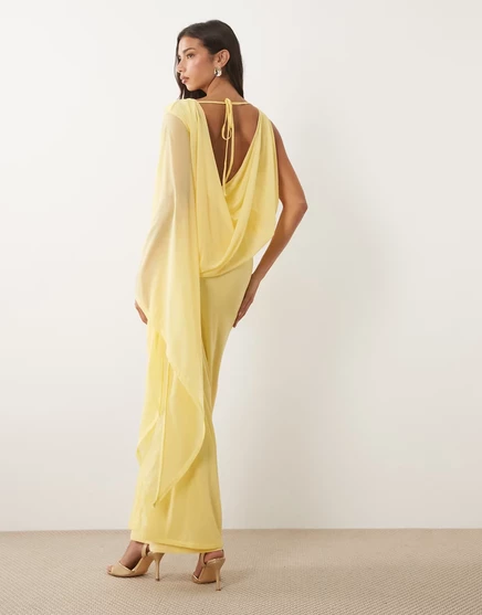 Женское платье ASOS Design асимметричное макси, желтое