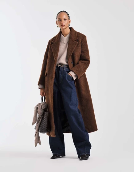 Мужское пальто из матовой полушерстяной ткани премиум-класса ASOS DESIGN цвета ириски toffee