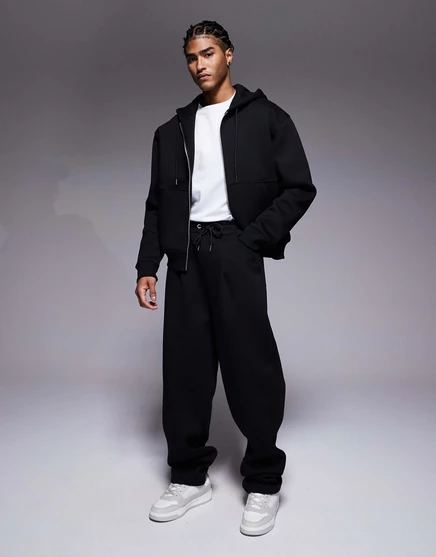 Мужские широкие брюки ASOS Design scuba, черные