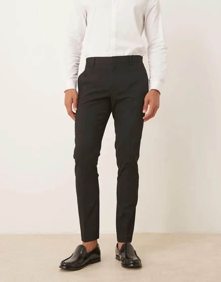 Дизайнерские узкие брюки-смокинг ASOS черного цвета black