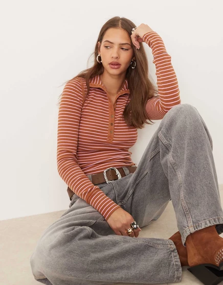 Топ с длинными рукавами и пуговицами от Free People Jamie Henley цвета корицы orange