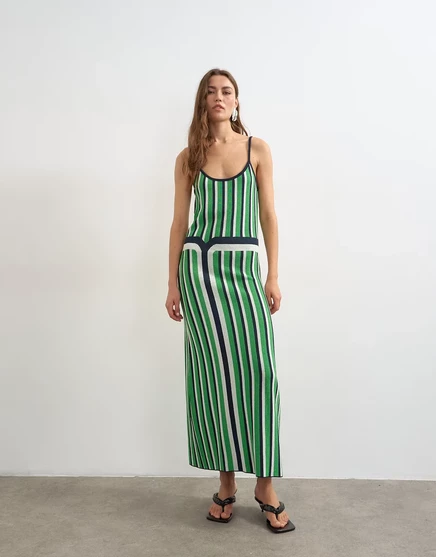 Женское трикотажное макси-платье Topshop в полоску, многоцветное