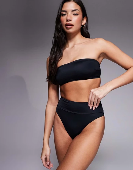 Черные плавки-бикини Maya Portofino от ASOS DESIGN с высокой посадкой и завышенной талией black
