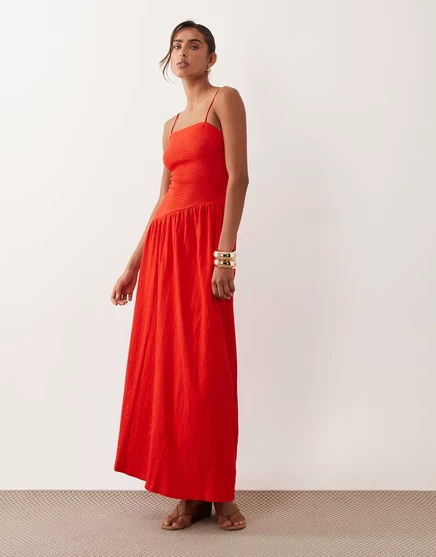 Женское миди-платье ASOS Design Crinkle с завязкой на спине, асимметричное, красное