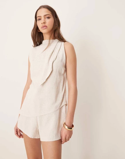 ДИЗАЙНЕРСКИЙ комбинезон из льняной смеси ASOS с двухслойной завязкой на шее из овса oat