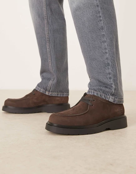 Замшевые туфли на шнуровке Calvin Klein Jeans шоколадно-коричневого цвета dark brown