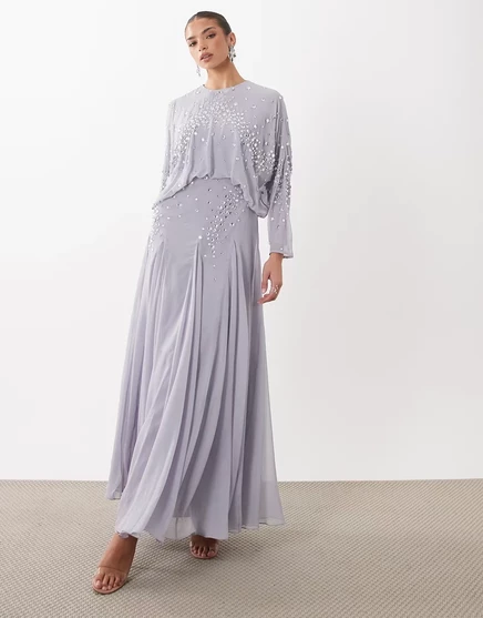 Женское макси-платье ASOS Design с блузонным лифом, лиловое