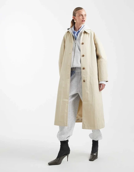 Женский удлиненный тренч ASOS Design со складкой, песочный