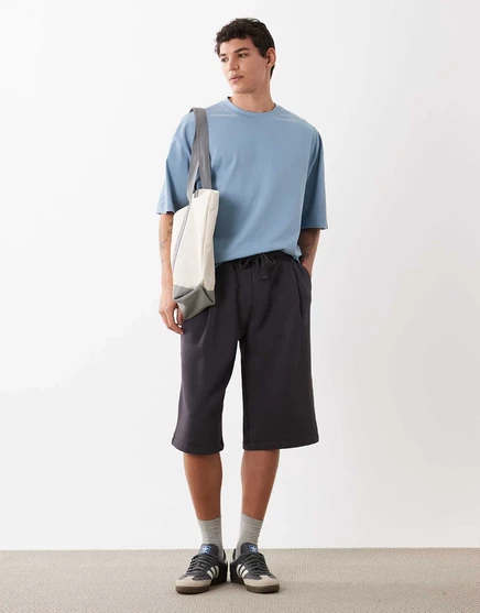 Мужские шорты-джинсы ASOS Design оверсайз с защипами, обсидиан