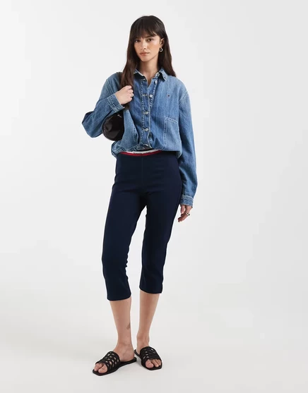 Женские капри-леггинсы Tommy Jeans с логотипом, темно-синие