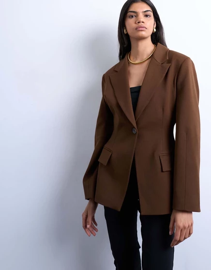 Женский приталенный пиджак TopShop, коричневый