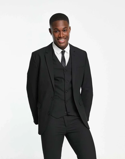 Черный пиджак скинни ASOS DESIGN black