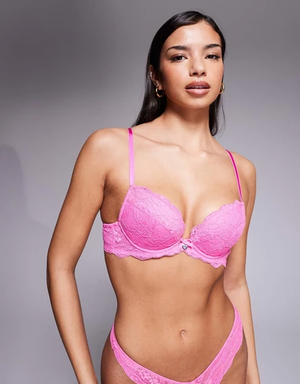Глубокий бюстгальтер с кружевной подкладкой Boux Avenue Mollie ярко-розового цвета